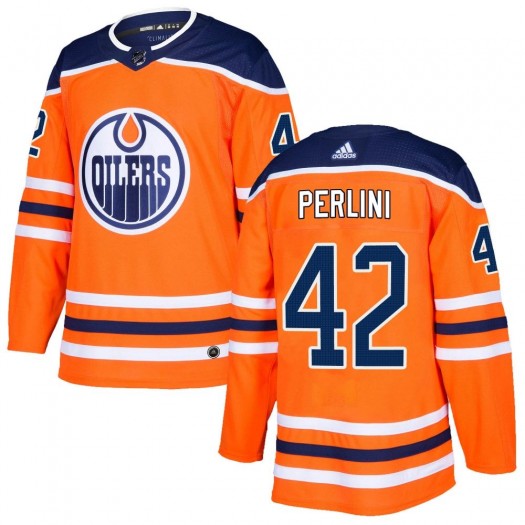 Brendan Perlini Edmonton Oilers Men's Adidas Authentic Orange r Home Jersey