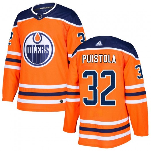 Patrik Puistola Edmonton Oilers Men's Adidas Authentic Orange r Home Jersey