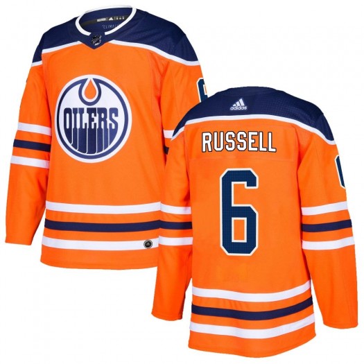 Kris Russell Edmonton Oilers Men's Adidas Authentic Orange r Home Jersey