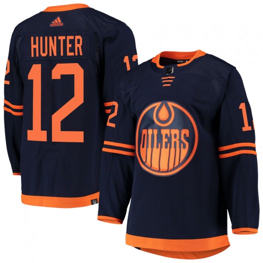 Dave Hunter Edmonton Oilers Men's Adidas Authentic Navy Alternate Primegreen Pro Jersey