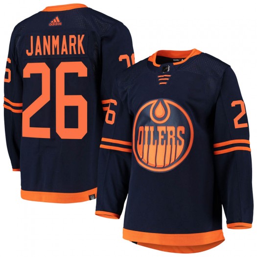 Mattias Janmark Edmonton Oilers Men's Adidas Authentic Navy Alternate Primegreen Pro Jersey