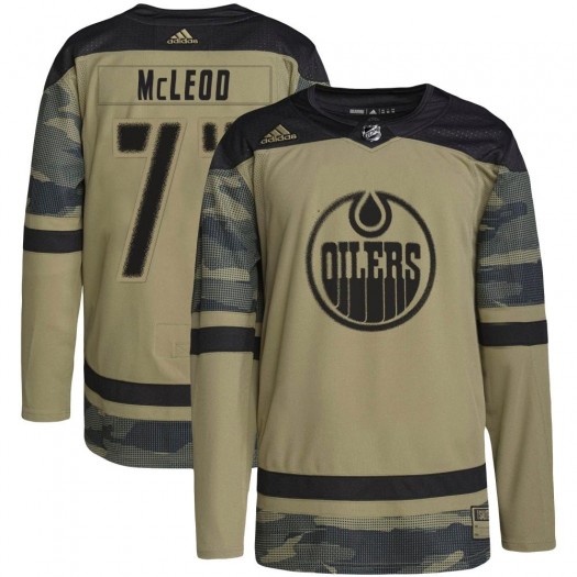 Ryan McLeod Edmonton Oilers Youth Adidas Authentic Camo Military Appreciation Practice Jersey