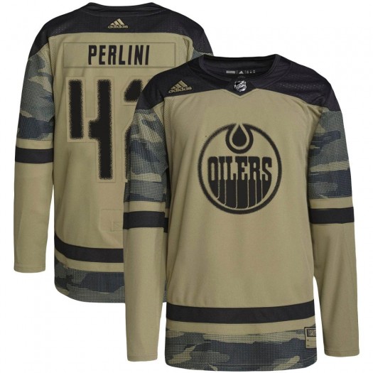Brendan Perlini Edmonton Oilers Youth Adidas Authentic Camo Military Appreciation Practice Jersey