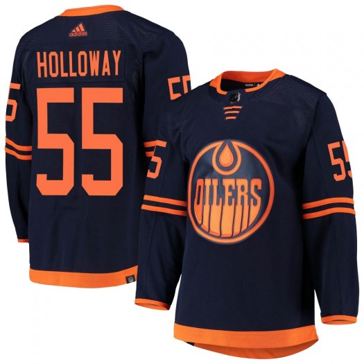 Dylan Holloway Edmonton Oilers Youth Adidas Authentic Navy Alternate Primegreen Pro Jersey