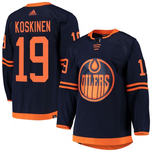Mikko Koskinen Edmonton Oilers Youth Adidas Authentic Navy Alternate Primegreen Pro Jersey
