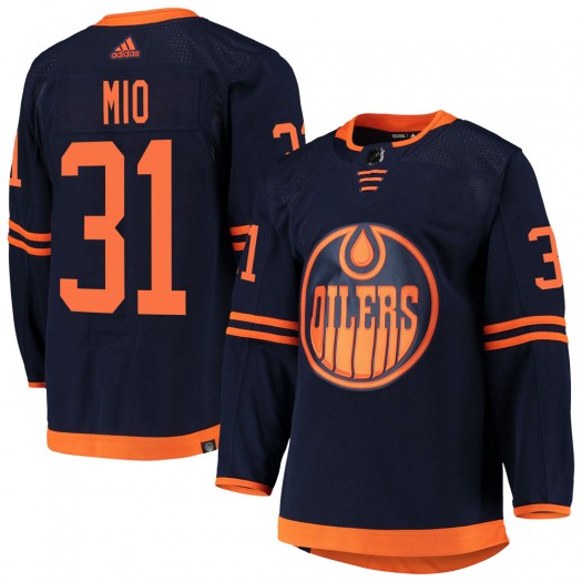 Eddie Mio Edmonton Oilers Youth Adidas Authentic Navy Alternate Primegreen Pro Jersey