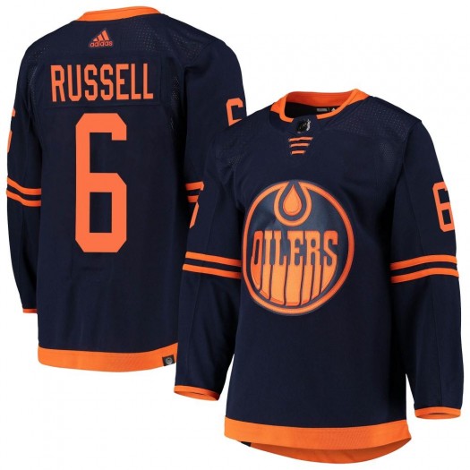 Kris Russell Edmonton Oilers Youth Adidas Authentic Navy Alternate Primegreen Pro Jersey