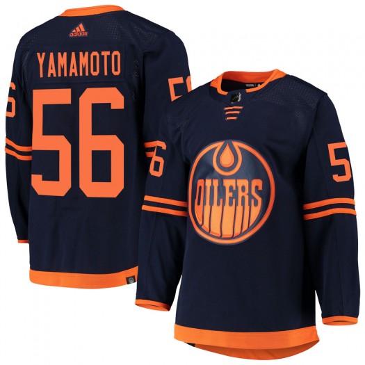 Kailer Yamamoto Edmonton Oilers Youth Adidas Authentic Navy Alternate Primegreen Pro Jersey