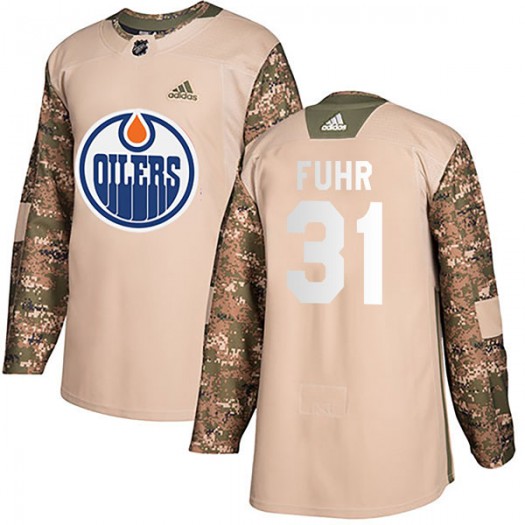 Grant Fuhr Edmonton Oilers Youth Adidas Authentic Camo Veterans Day Practice Jersey