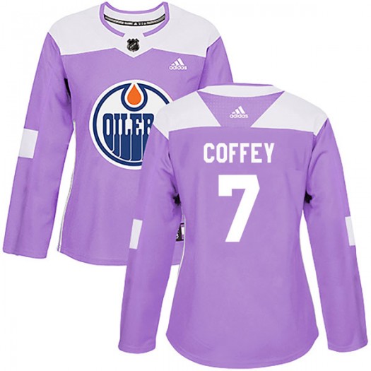 Paul Coffey Edmonton Oilers Women's Adidas Authentic Purple Fights Cancer Practice Jersey