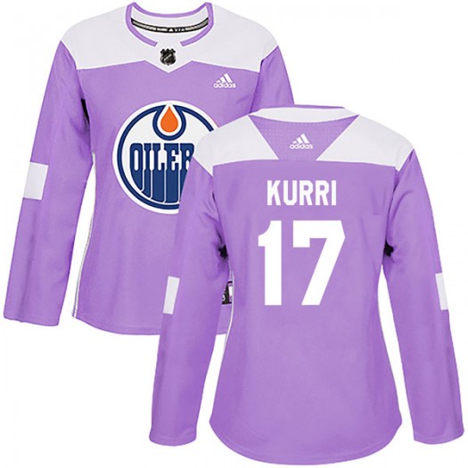Jari Kurri Edmonton Oilers Women's Adidas Authentic Purple Fights Cancer Practice Jersey