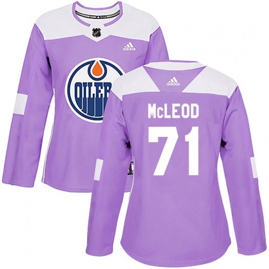 Ryan McLeod Edmonton Oilers Women's Adidas Authentic Purple Fights Cancer Practice Jersey