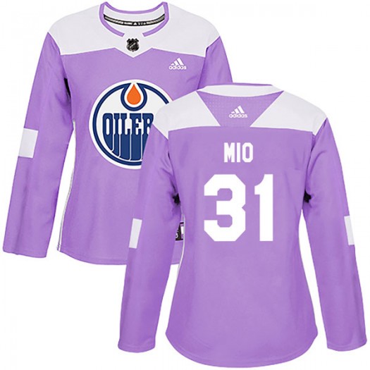 Eddie Mio Edmonton Oilers Women's Adidas Authentic Purple Fights Cancer Practice Jersey