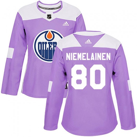 Markus Niemelainen Edmonton Oilers Women's Adidas Authentic Purple Fights Cancer Practice Jersey
