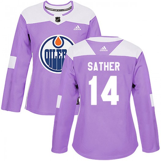 Glen Sather Edmonton Oilers Women's Adidas Authentic Purple Fights Cancer Practice Jersey