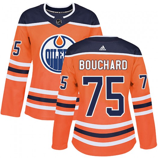 Evan Bouchard Edmonton Oilers Women's Adidas Authentic Orange ized r Home Jersey