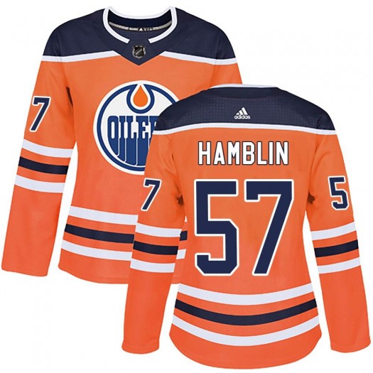 James Hamblin Edmonton Oilers Women's Adidas Authentic Orange r Home Jersey