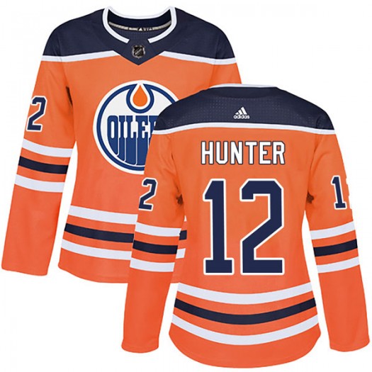 Dave Hunter Edmonton Oilers Women's Adidas Authentic Orange r Home Jersey