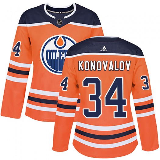 Ilya Konovalov Edmonton Oilers Women's Adidas Authentic Orange r Home Jersey
