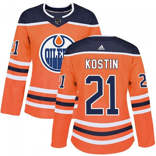Klim Kostin Edmonton Oilers Women's Adidas Authentic Orange r Home Jersey