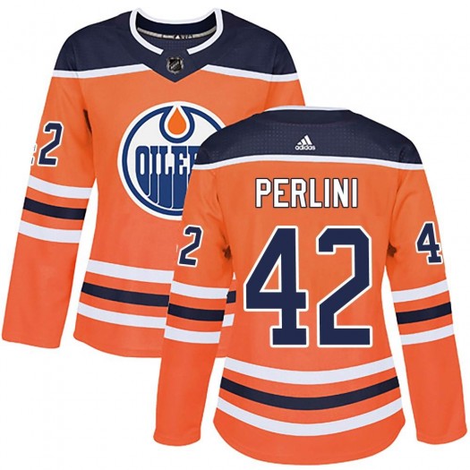 Brendan Perlini Edmonton Oilers Women's Adidas Authentic Orange r Home Jersey