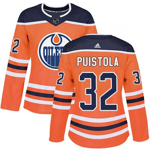 Patrik Puistola Edmonton Oilers Women's Adidas Authentic Orange r Home Jersey