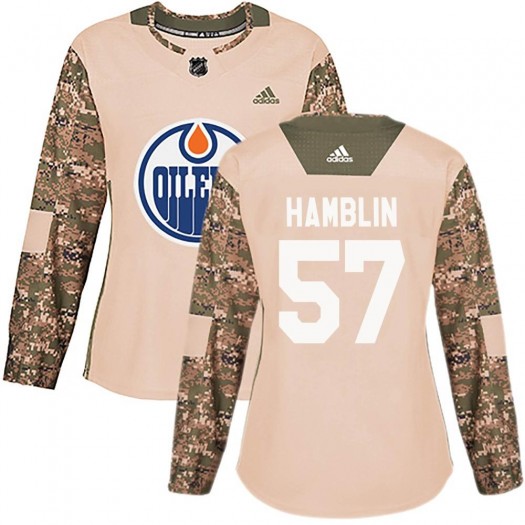 James Hamblin Edmonton Oilers Women's Adidas Authentic Camo Veterans Day Practice Jersey