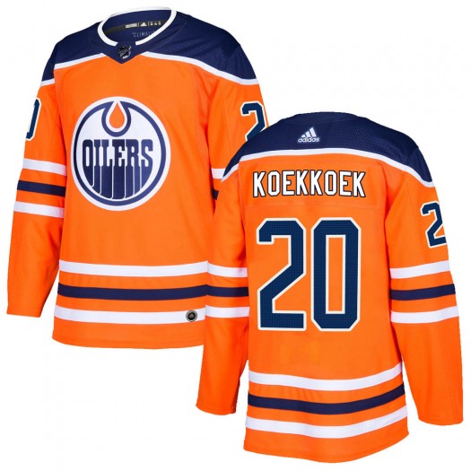 Slater Koekkoek Edmonton Oilers Youth Adidas Authentic Orange r Home Jersey