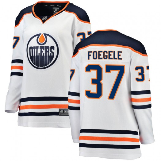 Warren Foegele Edmonton Oilers Women's Fanatics Branded White Breakaway Away Jersey