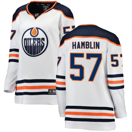 James Hamblin Edmonton Oilers Women's Fanatics Branded White Breakaway Away Jersey