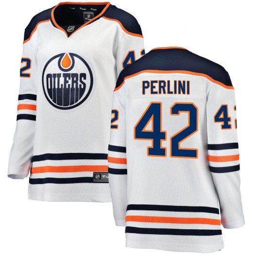 Brendan Perlini Edmonton Oilers Women's Fanatics Branded White Breakaway Away Jersey