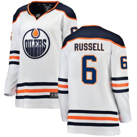 Kris Russell Edmonton Oilers Women's Fanatics Branded White Breakaway Away Jersey