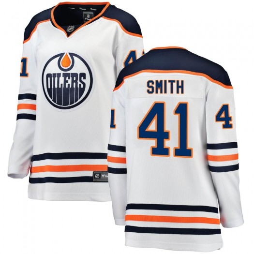 Mike Smith Edmonton Oilers Women's Fanatics Branded White Breakaway Away Jersey