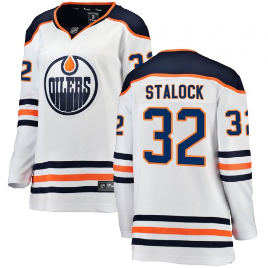 Alex Stalock Edmonton Oilers Women's Fanatics Branded White Breakaway Away Jersey